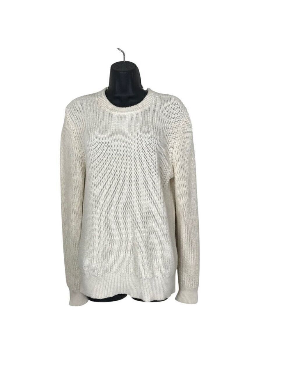 Sandro Paris Cream Crew Neck 91%Cotton 9% Silk Sweater Size M